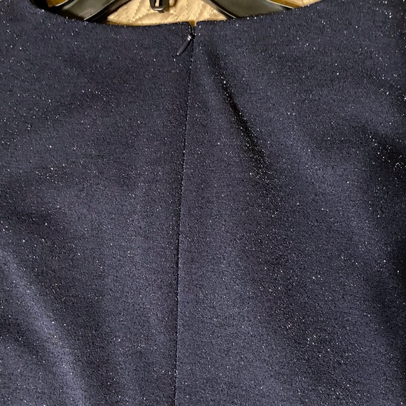 Lauren by Ralph Lauren navy shimmer shift dress with bell sleeves. - Picture 5 of 10